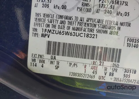 2003 Ford Explorer Limited из США, поврежденный, VIN 1FMZU65W63UC18321